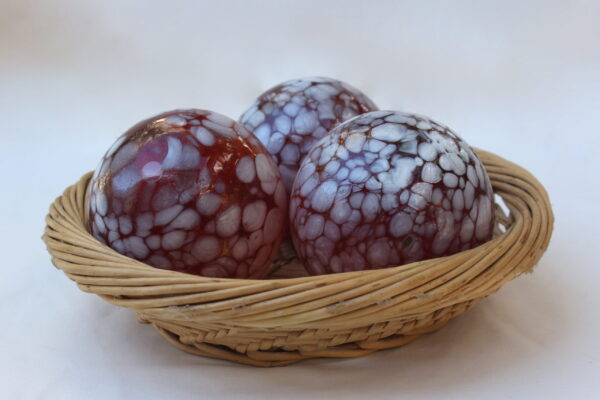 Blown Glass Balls Red White Drops